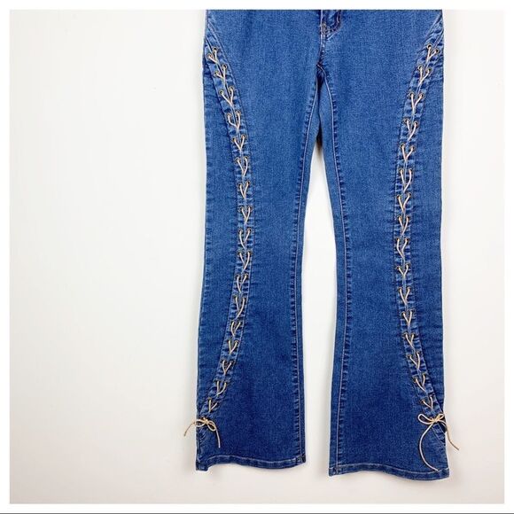 Mastik Leisure Wear Boot Cut Jeans w/Faux‎ Leather Accent Stitching Sz 29 - Picture 3 of 12